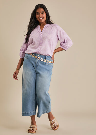 Plus Size Cotton Mix Supersoft Crop Jean