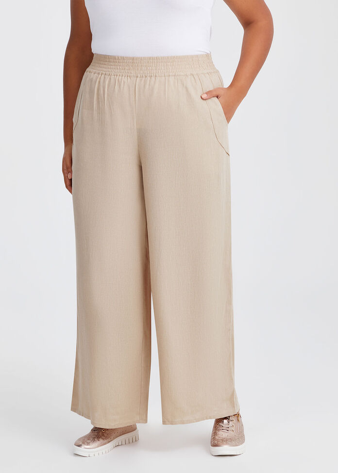 Linen Bamboo Wide Leg Pant, , hi-res