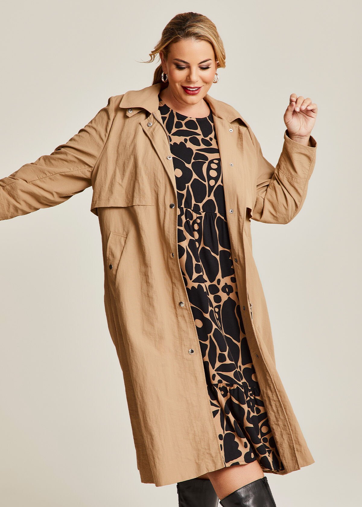 Trench coat dress plus size cheap