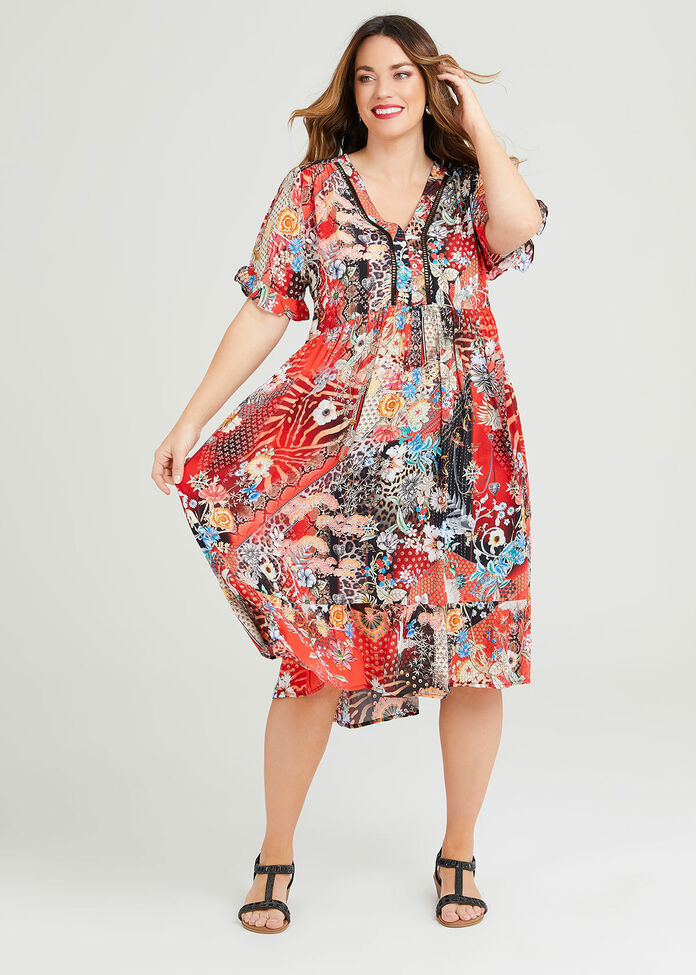 Shop Plus Size Natural Sundown Floral Mix Dress in Multi | Taking Shape AU