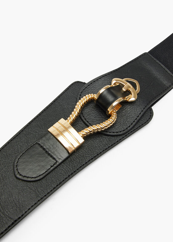 Black & Gold Stretch Belt, , hi-res