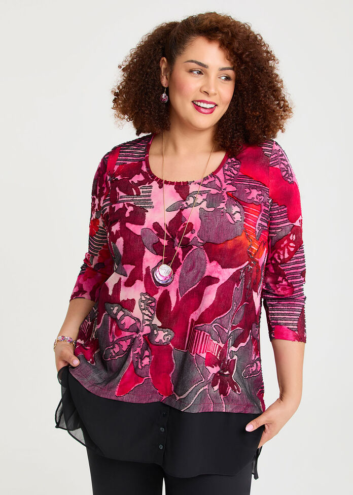 Floral Flame Burnout Tunic, , hi-res