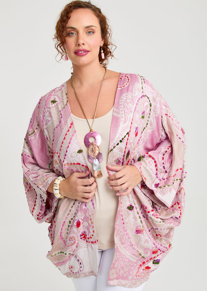 Embroidered Jacquard Cape, , hi-res