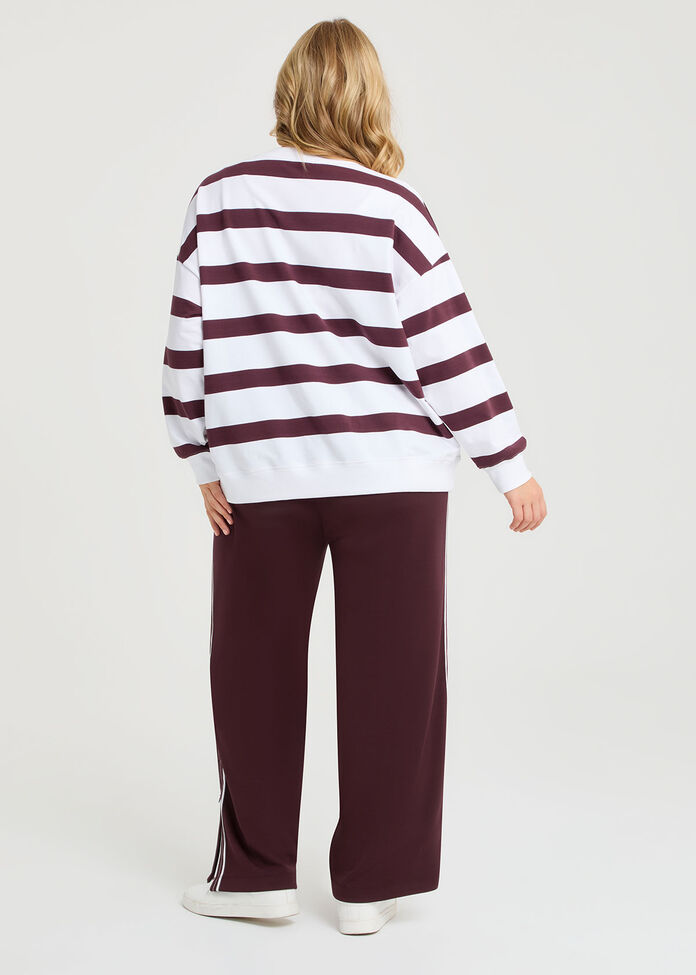 Cotton Linear Stripe Sweatshirt, , hi-res