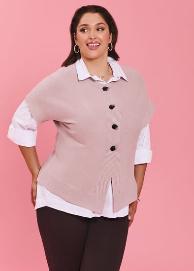 Plus Size Button Cosy Knit Natural Cardigan