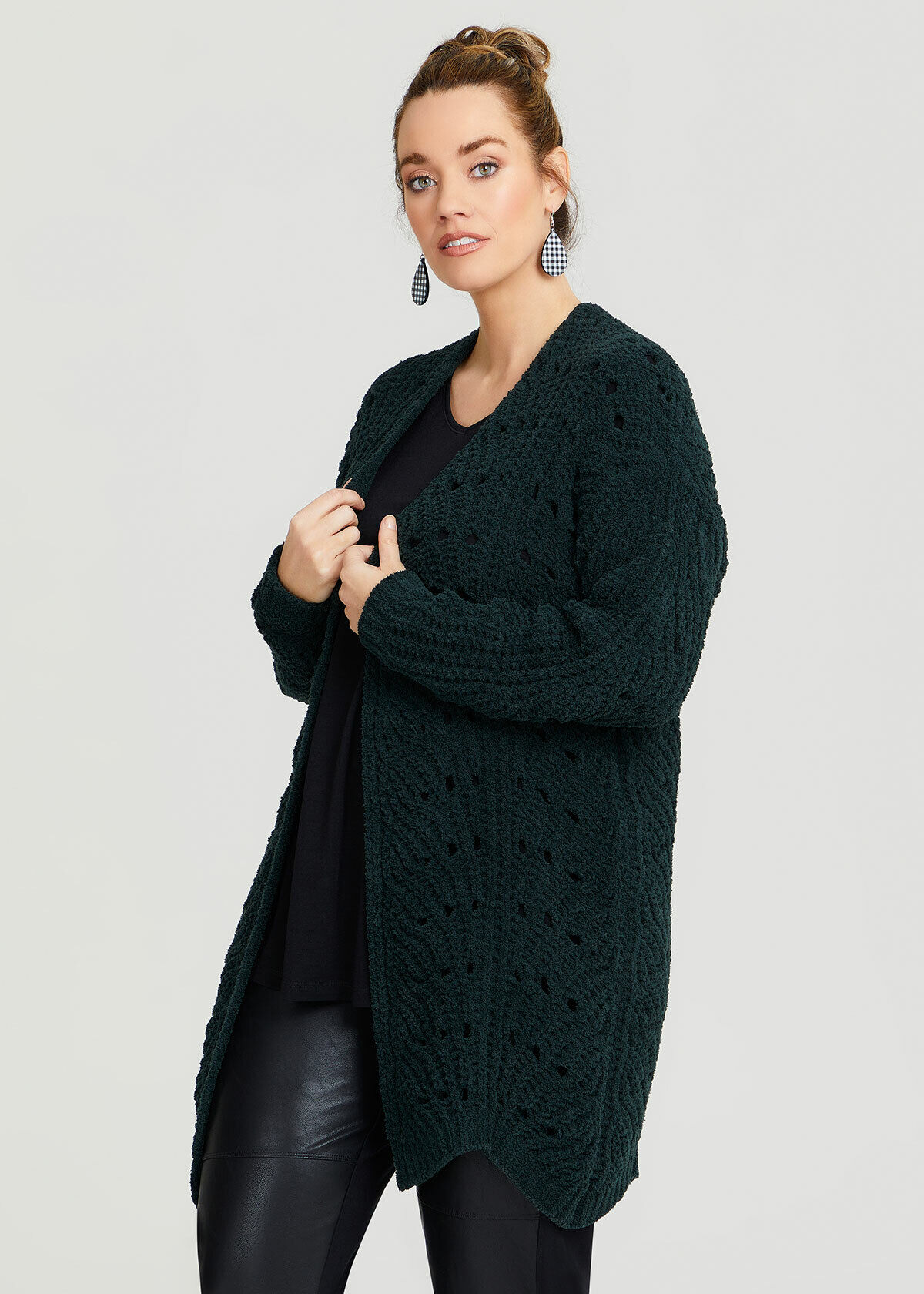 Long pointelle cardigan sale