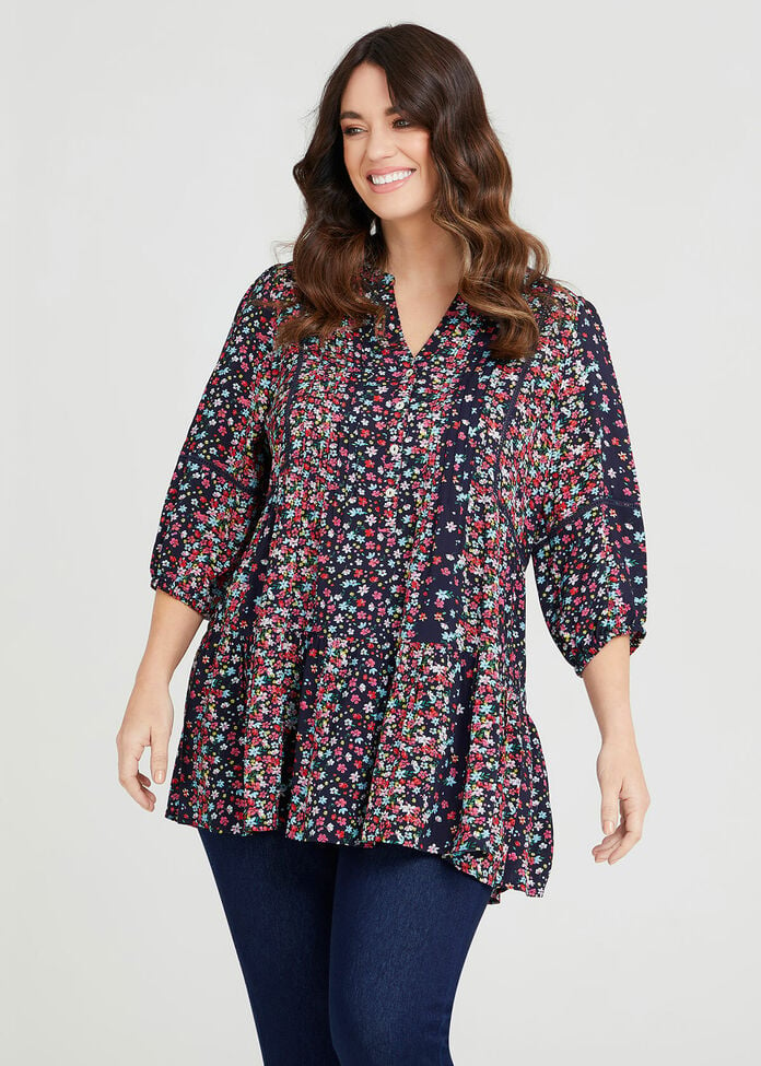 Shop Plus Size Natural Ditsy Print Tunic in Multi | Taking Shape AU