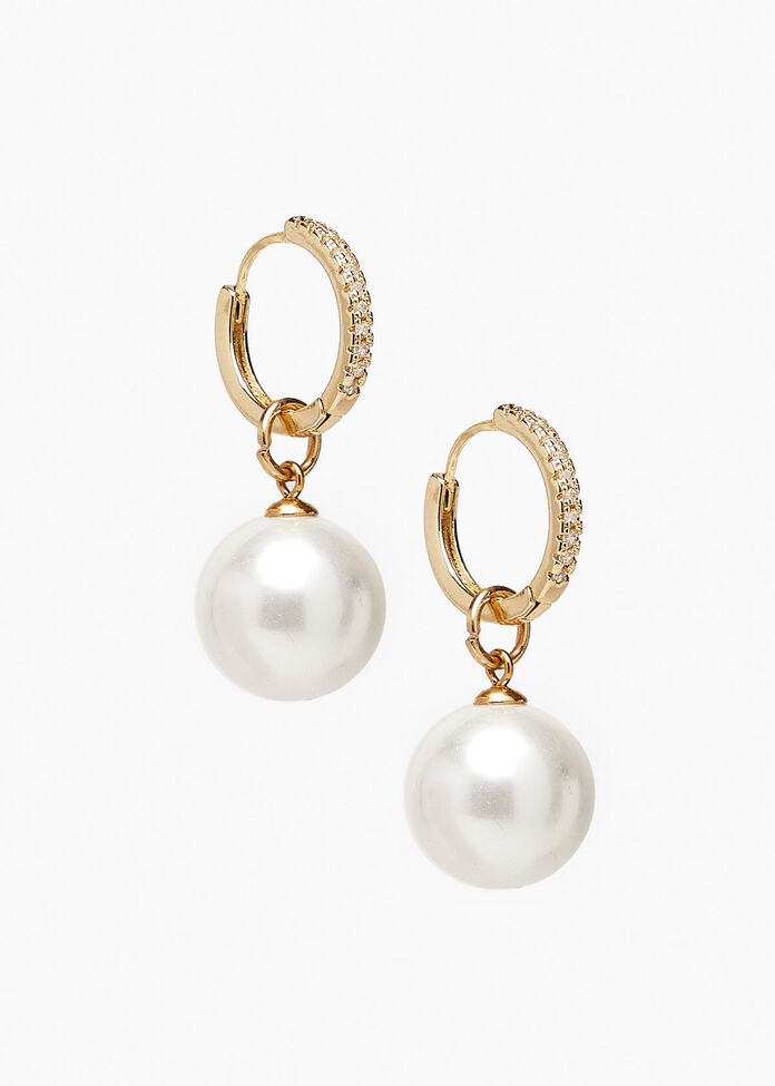 Pearl earrings set in gold Clearance