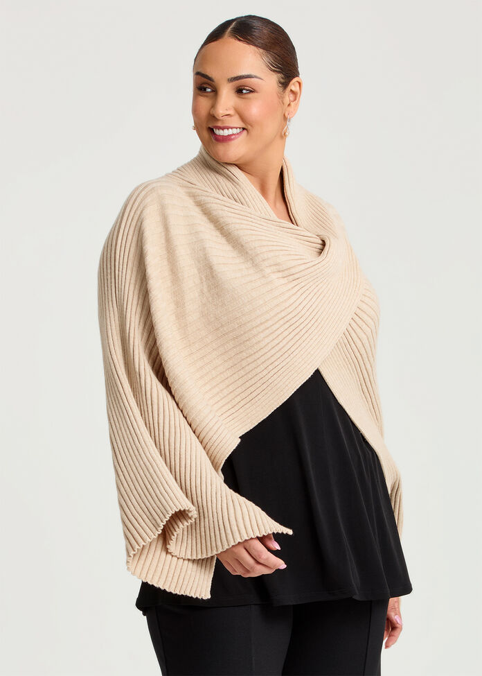 Shop Rib Knit Twist Poncho in Brown | Accessories | Taking Shape NZ