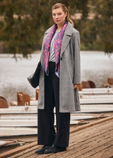 Plus Size Check Longline Jacket