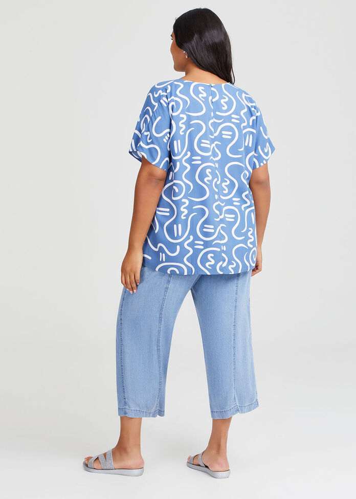 Shop Plus Size Natural Swirl Print Top in Blue Taking Shape AU