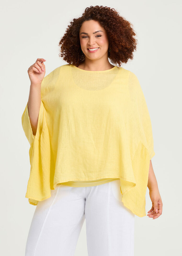 Linen Blend Carmen Overtop, , hi-res