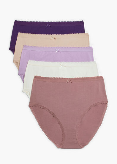 Plus Size 5 Pack Cotton Tonal Briefs