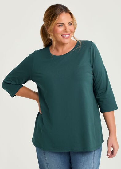 Plus Size Good Earth Australian Cotton 3/4 Sleeve T-Shirt