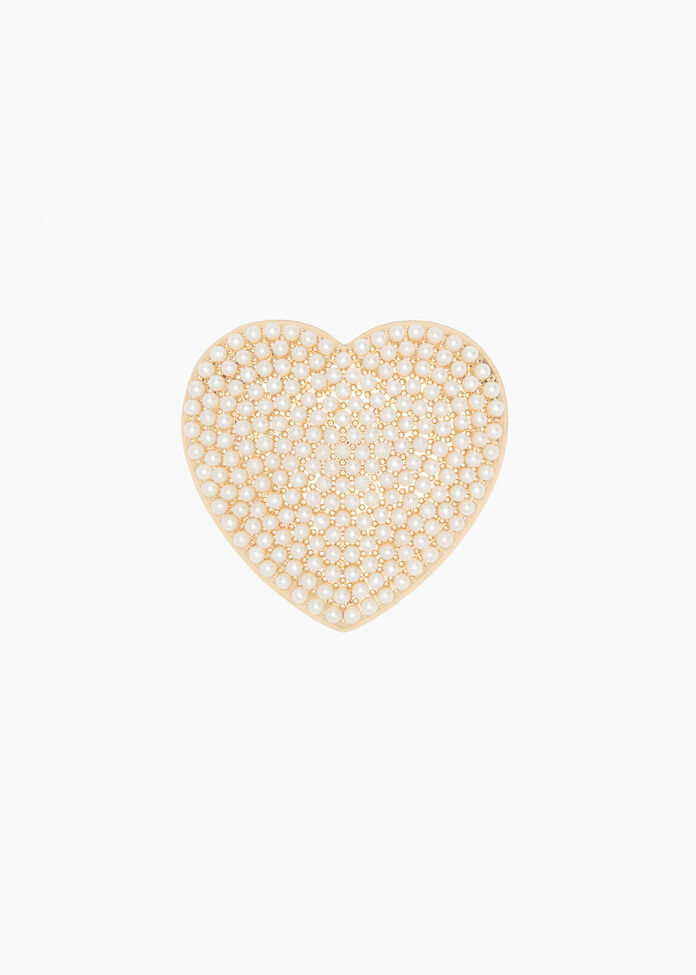 Pearly Heart Brooch, , hi-res