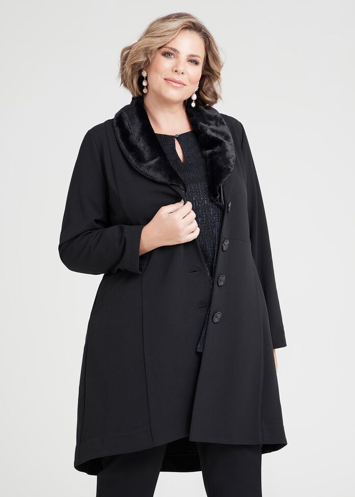 Alexandra Fur Collar Coat, , hi-res
