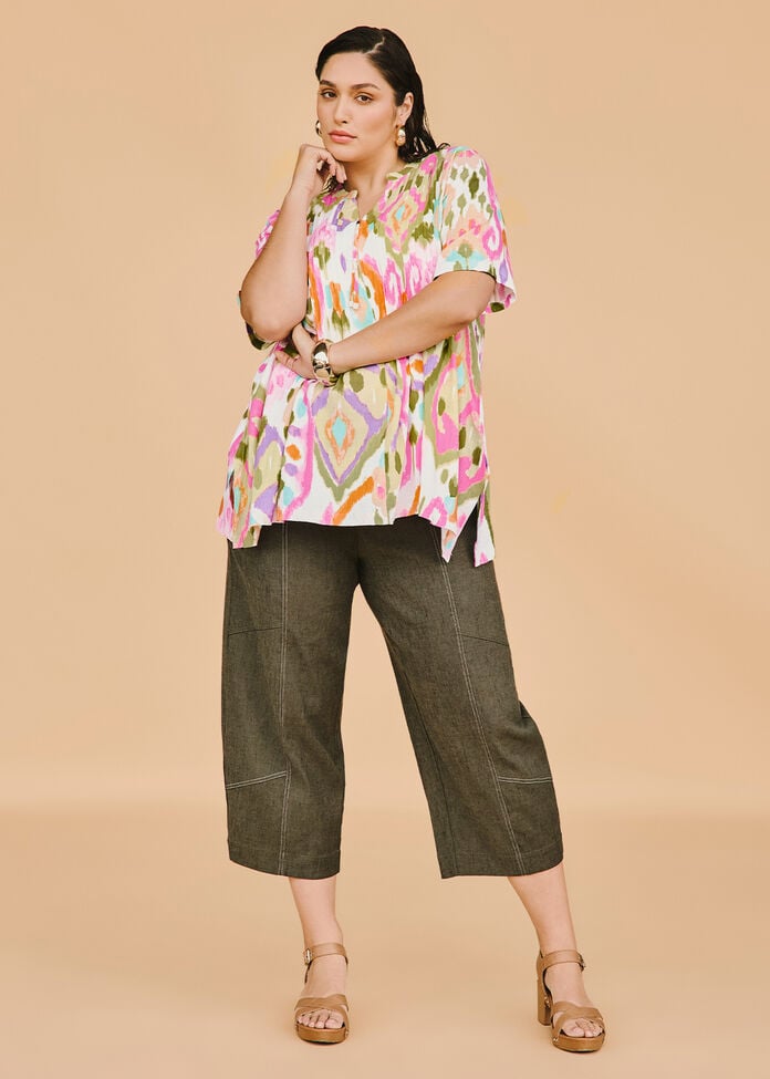 Lantern Stretch Linen Crop Pant, , hi-res