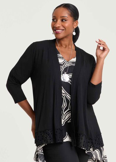 Plus Size Bamboo Lace Trim Cardigan