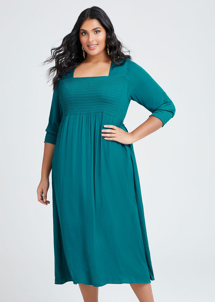 Luxe Grecian Shirring Dress, , hi-res