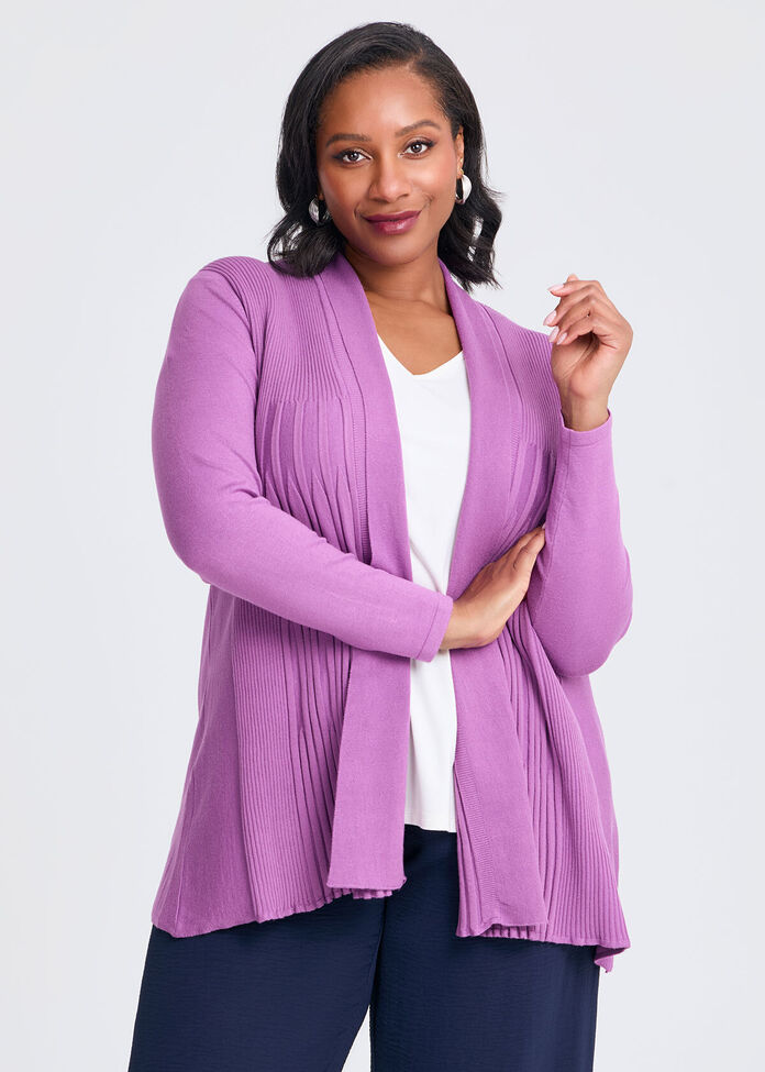 Plus Size Plum Cardigan Women's Casual Sweater Purple
