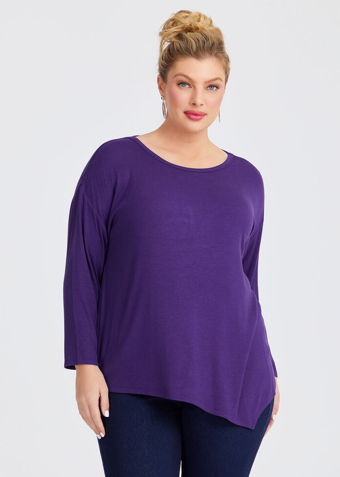 Natural Asymmetrical Rib Top, , hi-res