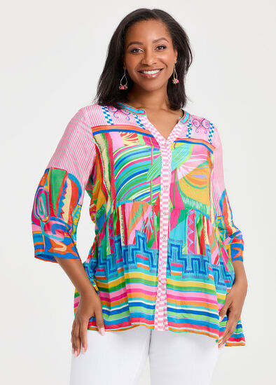 Plus Size Natural Abstract Sorbet Top