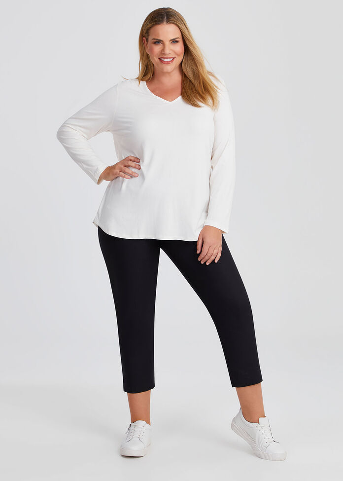 Natural Everyday V-neck Long Sleeve Top, , hi-res
