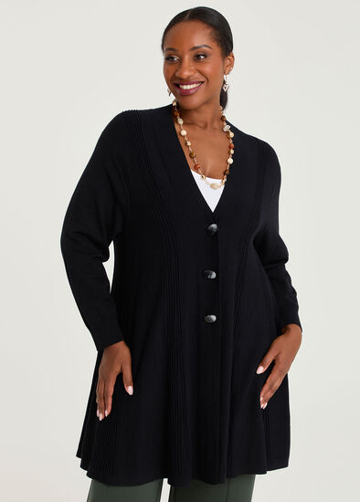 Plus Size Pintuck Swing Natural Cardigan