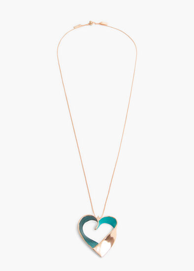 Big Heart Enamel Long Necklace