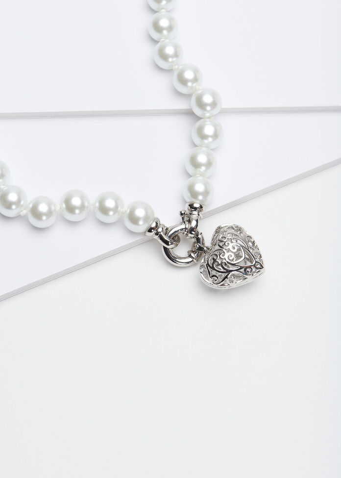 Pearl Heart Necklace, , hi-res