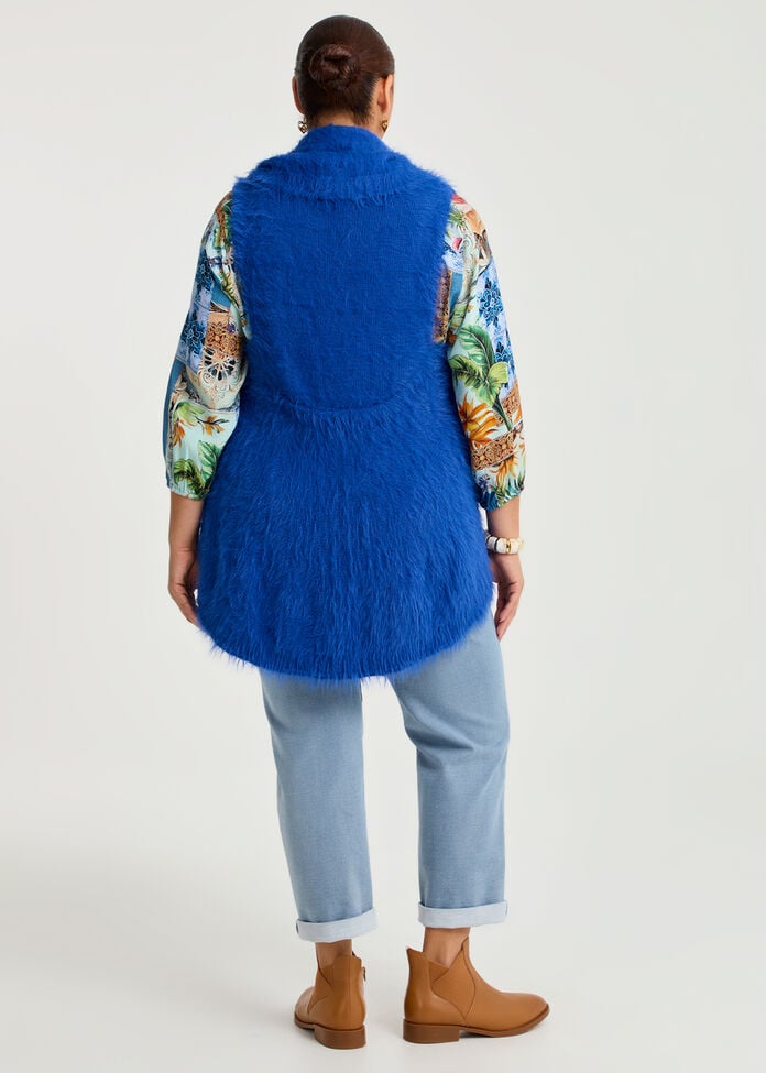 Shop Plus Size Light Fuzzy Cascading Vest, Blue | Taking Shape NZ