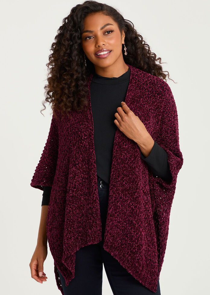 Chenille Warm Soft Cape, , hi-res