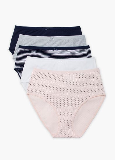 Plus Size 5 Pack Cotton Basic Briefs