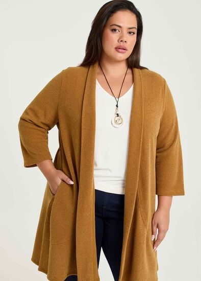 Plus Size Honeycomb Long Cardigan