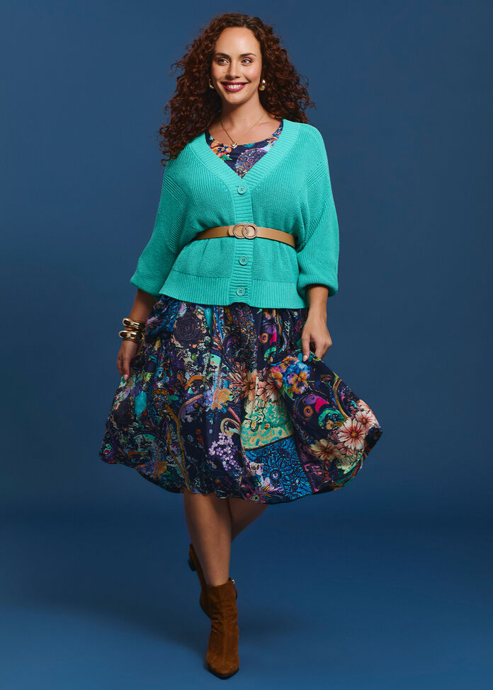 Cotton Rib Design Cardigan, , hi-res