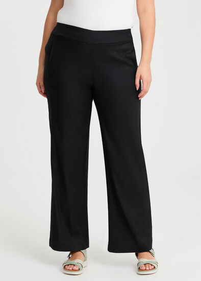 Plus Size Petite Stretch Linen Bea Wide Pant