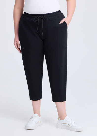 Plus Size Cotton Zip Pocket Crop Trackpant