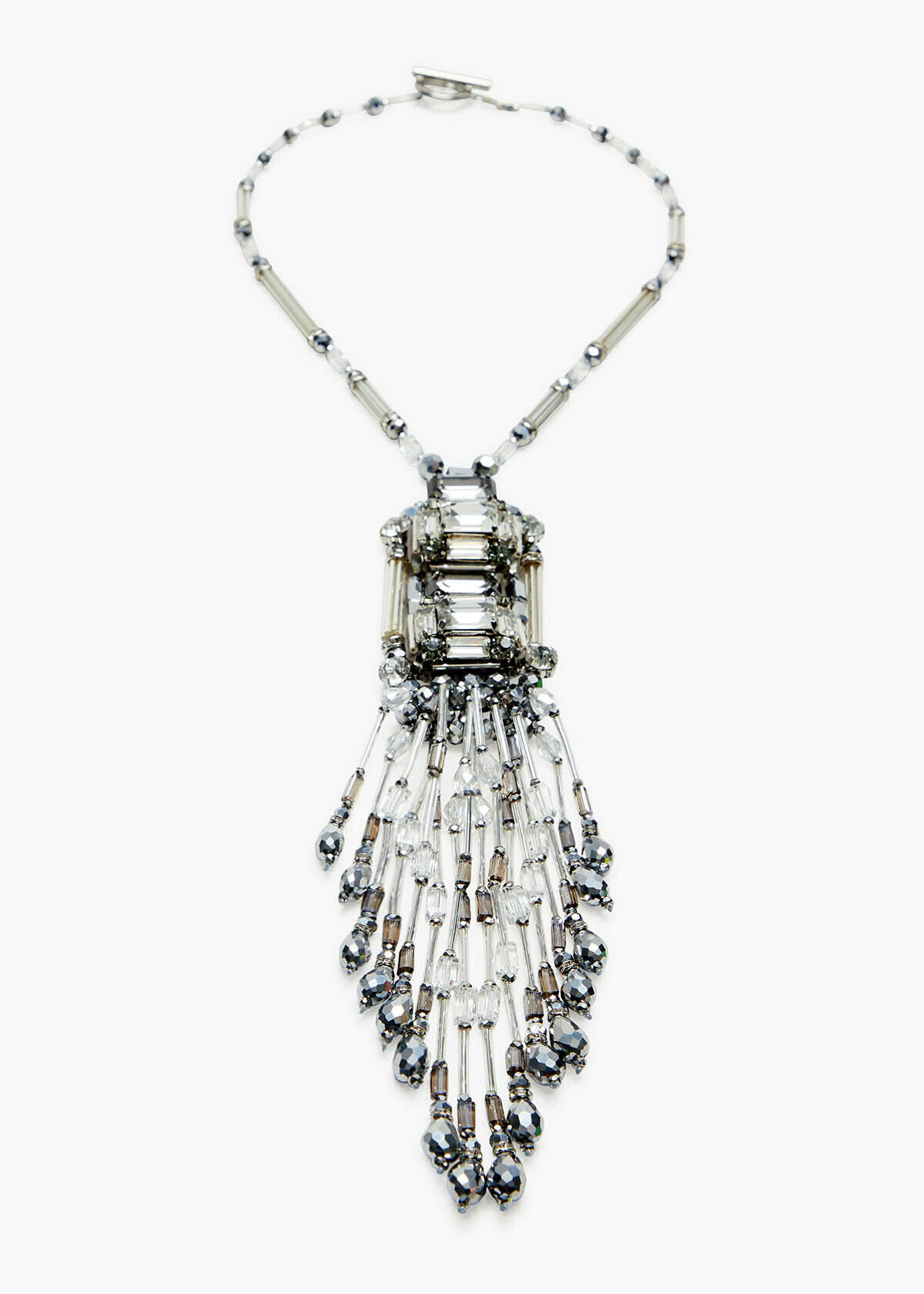 Crystal tassel necklace clearance