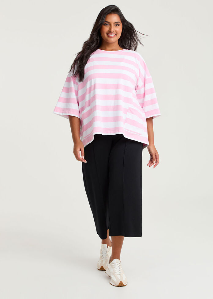 Cotton Stripe Pocket Sweatshirt, , hi-res