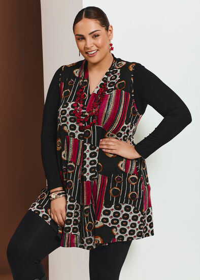 Plus Size Abstract Spot Snug Tunic