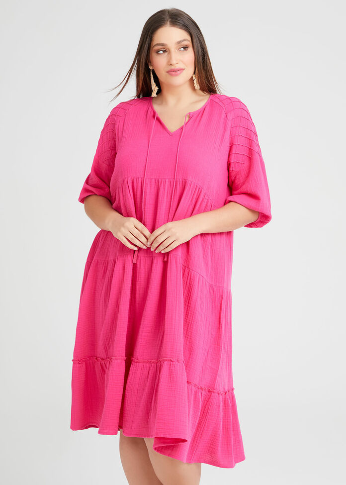 Shop Plus Size Cotton Double Gauze Dress in Pink Taking Shape AU
