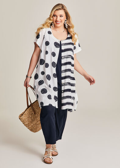 Plus Size Peggy Linen Spot Stripe Shirt