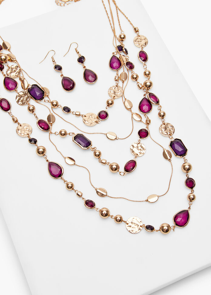 Layered Jewel Statement Necklace, , hi-res