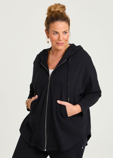 Plus Size Hooded Zip Cape