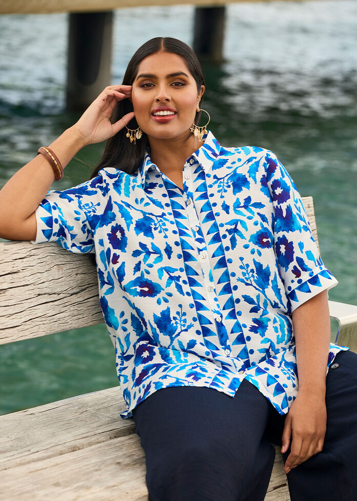 Natural Summer Floral Shirt, , hi-res
