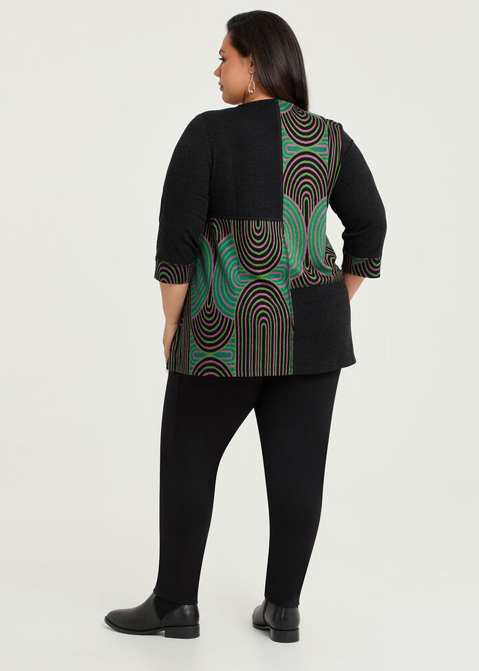 Jacquard Spliced Snug Tunic, BLACK/GREEN PRINT, hi-res