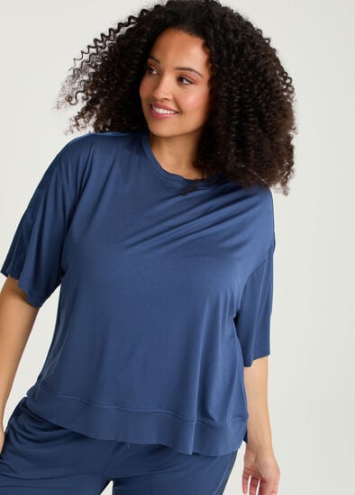 Plus Size Micro Modal Satin Trim Pyjama Top