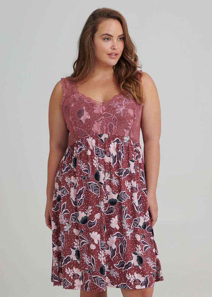 Paisley Lace Bamboo Nightie, , hi-res