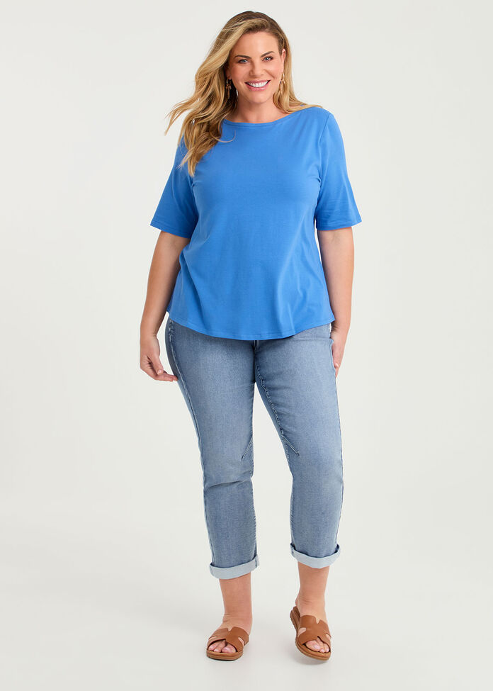 Organic Cotton Boat Neck Top, , hi-res
