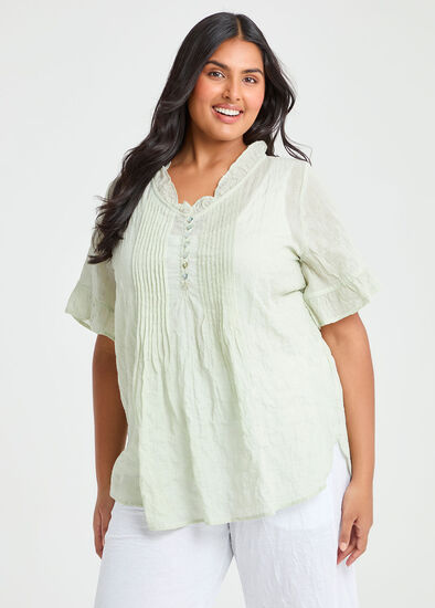 Plus Size Natural Pleat Detail Top